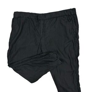 Caslon‎ Linen Pants Women's XXL Black Lightweight Drawstring 26" Inseam